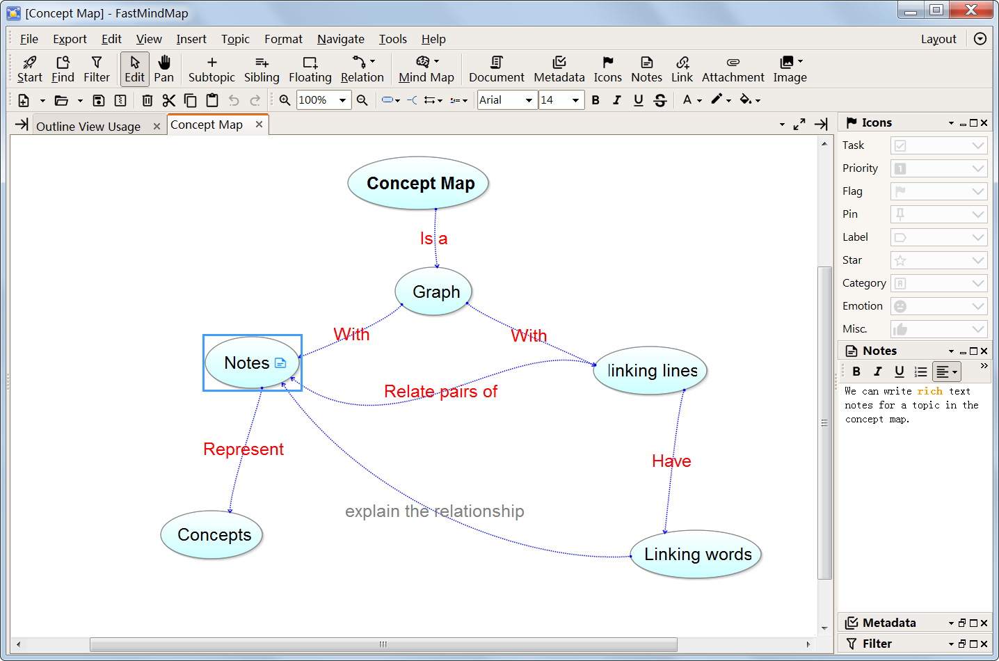 Making concept maps is easy with FastMindMap